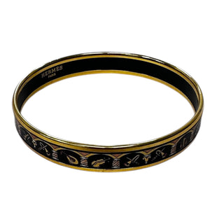 HERMES Gold and Black Enamel Bangle Bracelet Hermes