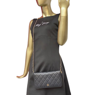 CHANEL Black Caviar Quilted GHW Organizer Zip Wallet Chanel