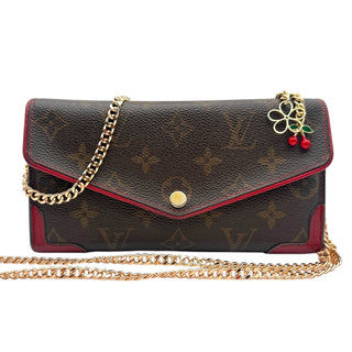 LOUIS VUITTON Red Monogram Retro Sarah Wallet with added Gold Chain Louis Vuitton