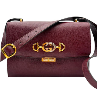 GUCCI Burgundy Leather Zumi Crossbody Bag Gucci
