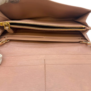 PRADA Pink Saffiano Leather Wallet with Chain Prada