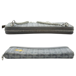 GOYARD Gray Goyardine Pouch with added Silver Wrist Chain Goyard