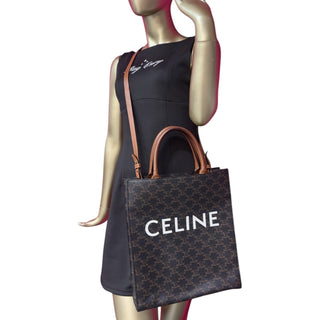 CELINE Triomphe Canvas Calfskin Small Vertical Cabas Celine