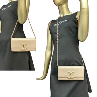 LOUIS VUITTON Tan Taurillon Capucines Leather Wallet with Chain Louis Vuitton