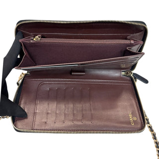 CHANEL Black Caviar Quilted GHW Organizer Zip Wallet Chanel