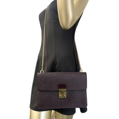 LOUIS VUITTON Aubergine Taiga Leather Sellier Dragonne with added Chain Louis Vuitton
