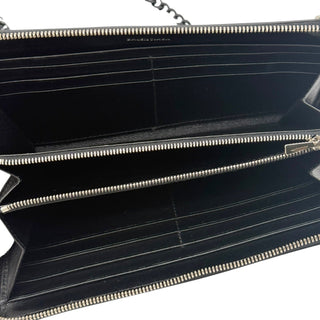 BALENCIAGA Black Leather Zip Wallet with added Chain Balenciaga