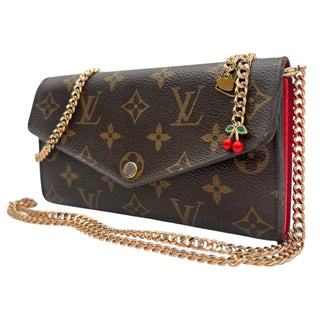 LOUIS VUITTON Monogram Sarah Wallet with added Gold Crossbody Chain Louis Vuitton