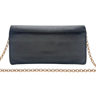 GUCCI Black Leather Interlocking GG Logo Wallet with Chain Gucci
