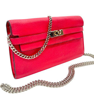 HERMES Pink Chevre Leather Kelly Wallet Hermes