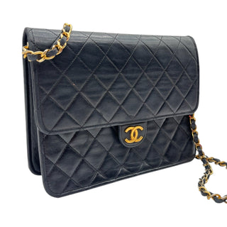 CHANEL Black Lambskin Classic Single Flap Chain Bag Chanel