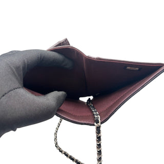 CHANEL Black Lambskin Quilted Yen Wallet Chanel