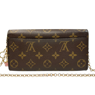 LOUIS VUITTON Monogram Sarah Wallet with added Gold Crossbody Chain/Charm Louis Vuitton