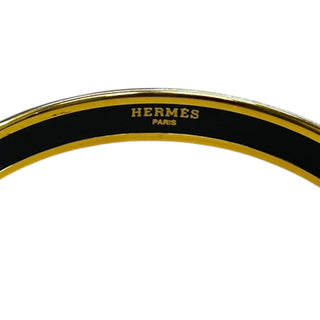 HERMES Gold and Black Enamel Bangle Bracelet Hermes