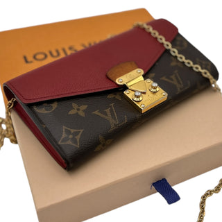 LOUIS VUITTON Red Monogram Portefeuille Pallas Wallet with Chain Louis Vuitton