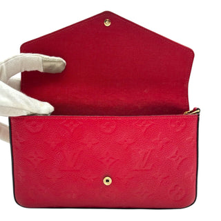 Louis Vuitton Red Monogram Empreinte Felicie Pochette with Gold Chain Crossbody Louis Vuitton