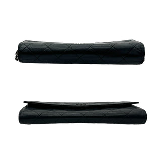CHANEL Black Lambskin Long Flap Wallet Chanel