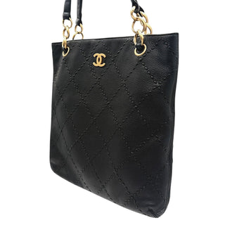 CHANEL Black Calfskin Wild Stitch Shopper Tote Chanel