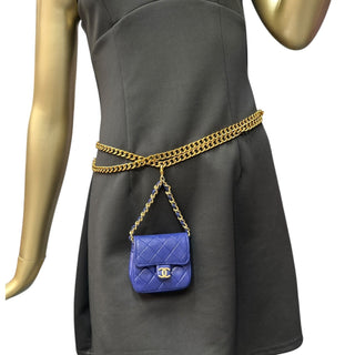 CHANEL Blue Lambskin Micro Classic Flap Belt Bag Chanel