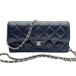 CHANEL Black Lambskin SHW Classic Flap Gusseted Wallet Chanel