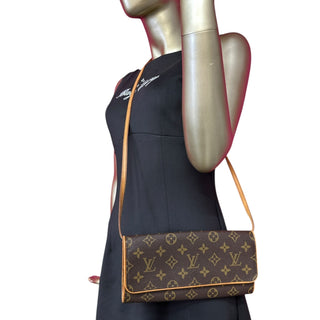 LOUIS VUITTON Monogram Coated Canvas Pochette Twin GM Louis Vuitton