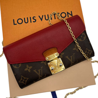 LOUIS VUITTON Red Monogram Portefeuille Pallas Wallet with Chain Louis Vuitton