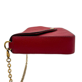 Louis Vuitton Red Monogram Empreinte Felicie Pochette with Gold Chain Crossbody Louis Vuitton