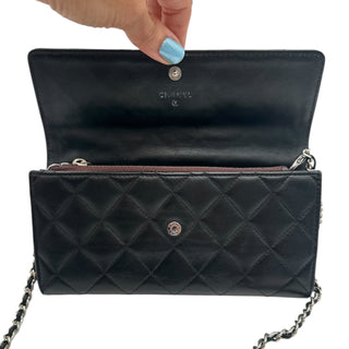 CHANEL Black Lambskin Long Flap Wallet Chanel