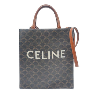 CELINE Triomphe Canvas Calfskin Small Vertical Cabas Celine