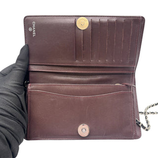 CHANEL Black Lambskin Quilted Yen Wallet Chanel