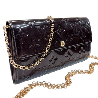LOUIS VUITTON Aubergine Vernis Sarah Wallet with Chain Louis Vuitton
