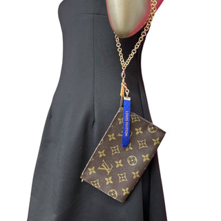 LOUIS VUITTON Monogram Coated Canvas Poche 17 with Wrist Chain Louis Vuitton