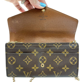 LOUIS VUITTON Monogram Sarah Wallet with added Gold Crossbody Chain/Charm Louis Vuitton