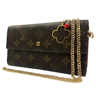 LOUIS VUITTON Monogram International Wallet with Gold Crossbody Chain/Charm Louis Vuitton