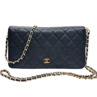 CHANEL Black Caviar Quilted GHW Organizer Zip Wallet Chanel