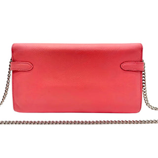 HERMES Pink Clemence Leather Kelly Wallet with Added Insert/Chain Hermes