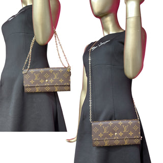 LOUIS VUITTON Monogram Sarah Wallet with added Crossbody Chain/Charm Louis Vuitton
