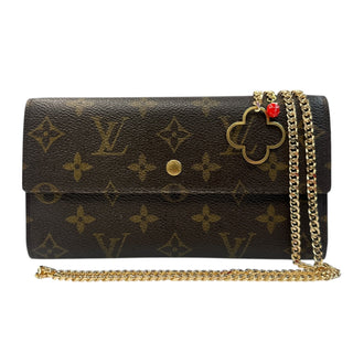 LOUIS VUITTON Monogram International Wallet with Gold Crossbody Chain/Charm Louis Vuitton