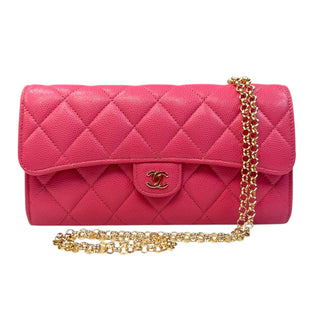 CHANEL Pink Caviar Leather Classic Flap Gusseted Wallet Chanel