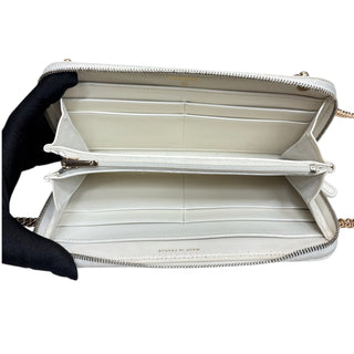 CHANEL Ivory Caviar Quilted Zip Wallet Chanel