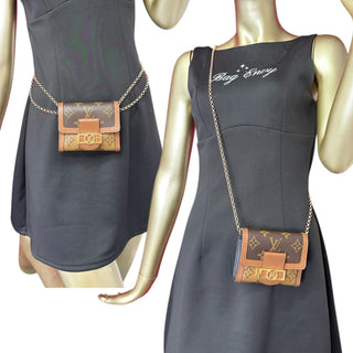 LOUIS VUITTON Monogram Dauphine Compact Wallet with Added Chain Louis Vuitton