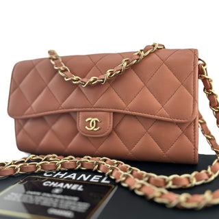 CHANEL Caramel Lambskin Classic Flap Gusseted Wallet Chanel