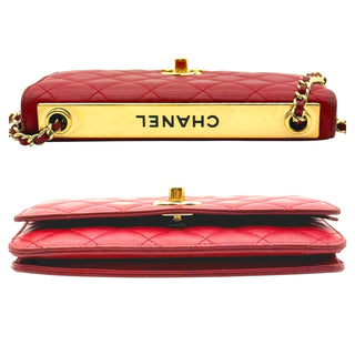 Red Lambskin Timeless Sublime Trendy CC Long Flap Wallet on Chain with Gold Hardware Chanel