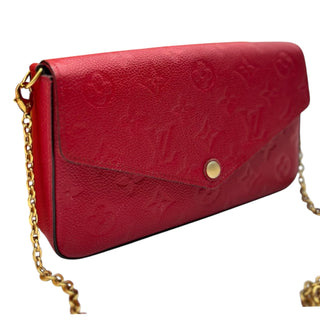 Louis Vuitton Red Monogram Empreinte Felicie Pochette with Gold Chain Crossbody Louis Vuitton
