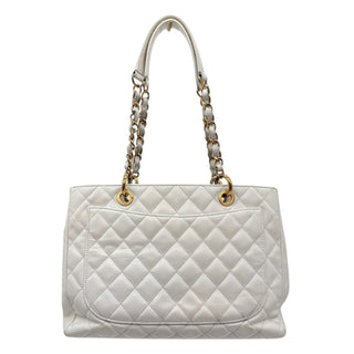 CHANEL White Caviar Leather Grand Shopping Tote Chanel