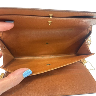 LOUIS VUITTON Monogram International Wallet with Gold Crossbody Chain/Charm Louis Vuitton
