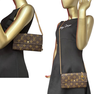 LOUIS VUITTON Monogram Sarah Wallet with added Crossbody Chain/Charm Louis Vuitton