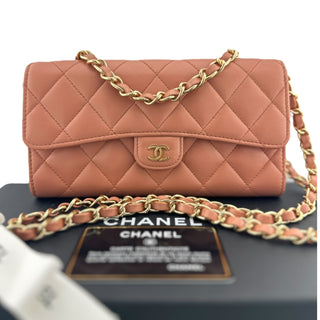 CHANEL Caramel Lambskin Classic Flap Gusseted Wallet Chanel