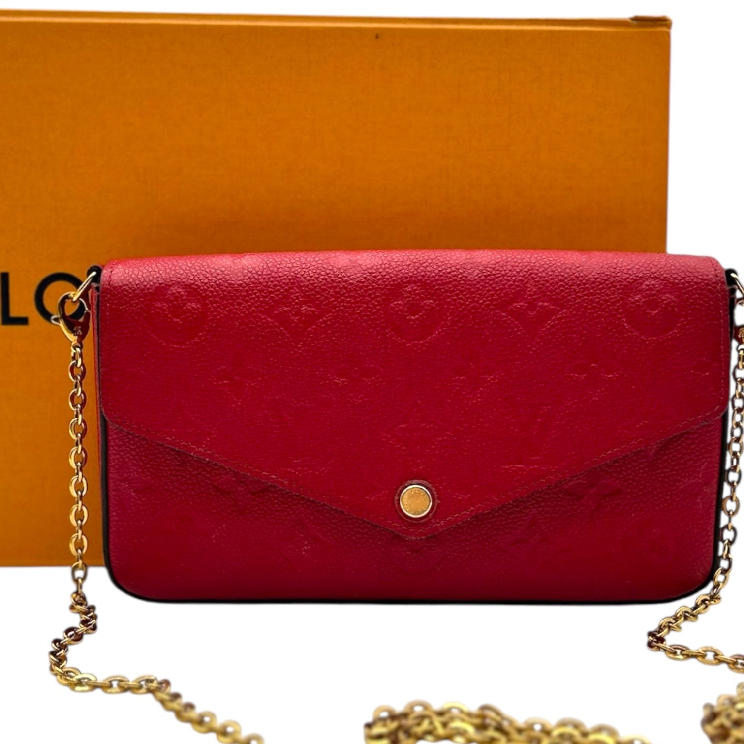LOUIS VUITTON Red Monogram Empreinte Felicie Pochette – Bag Envy