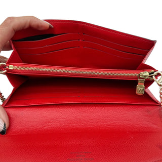 LOUIS VUITTON Monogram Sarah Wallet with added Gold Crossbody Chain Louis Vuitton